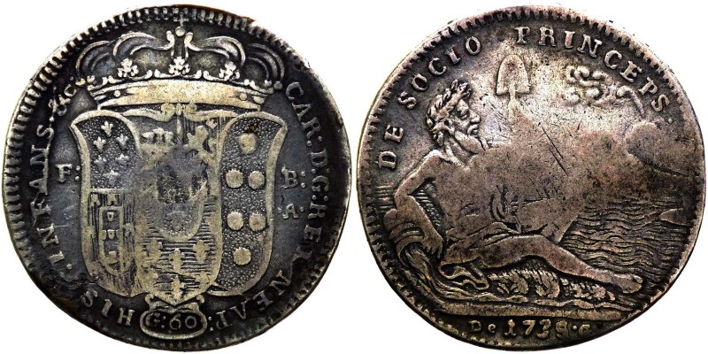Regno di Napoli - Carlo di Borbone (1734-1759) Mezza Piastra da 60 Grana 1735 "S...