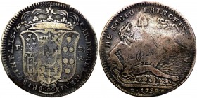 Regno di Napoli - Carlo di Borbone (1734-1759) Mezza Piastra da 60 Grana 1735 "Sebeto" - (NC) Non comune - Ag 
qBB/BB