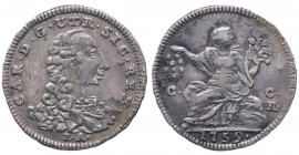 Regno di Napoli - Carlo di Borbone (1734-1759) Mezzo Carlino da 5 Grana 1759 - Ag gr.1,02 
SPL+