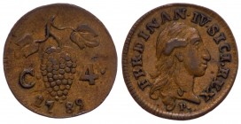 Regno di Napoli - Ferdinando IV (1759-1816) 4 Cavalli 1789 - Cu gr.2,16 
SPL