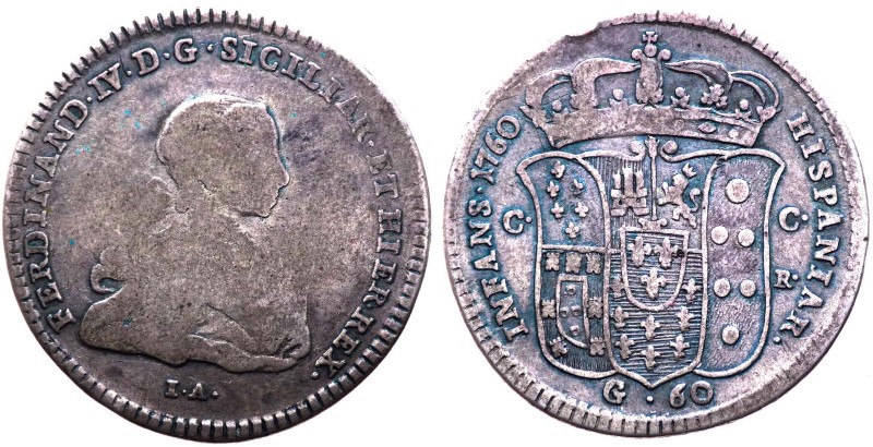 Regno di Napoli - Ferdinando IV (1759-1816) Mezza Piastra da 60 Grana 1760 del 1...