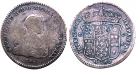 Regno di Napoli - Ferdinando IV (1759-1816) Mezza Piastra da 60 Grana 1760 del 1°Tipo - (RRR) RARISSIMA - Ag - Colpo gr.12,20 
qBB/BB