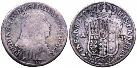 Regno di Napoli - Ferdinando IV (1759-1816) Mezza Piastra da 60 Grana 1792 del 5°Tipo - (NC) Non comune - Ag gr.13 
BB