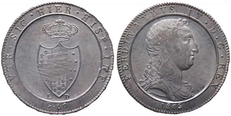Regno di Napoli - Ferdinando IV (1759-1816) Mezza Piastra da 60 Grana 1805 - (RR...