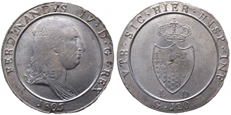 Regno di Napoli - Ferdinando IV (1759-1816) Piastra da 120 Grana 1805 (R) RARA -...