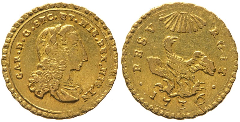 Regno di Sicilia - Carlo di Borbone (1734-1759) Oncia d'Oro 1736 del 3°Tipo - Mi...