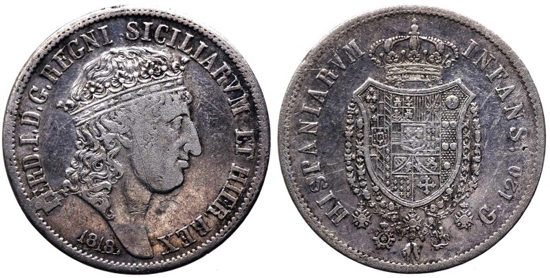 Regno Due Sicilie - Ferdinando I (1816-1825) Piastra da 120 Grana 1818 - Testa G...