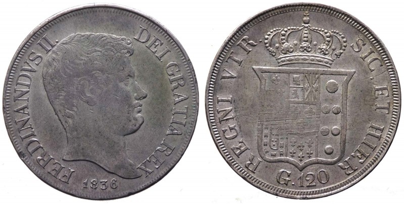 Regno Due Sicilie - Ferdinando II (1830-1859) Piastra da 120 Grana 1836 del 2°Ti...
