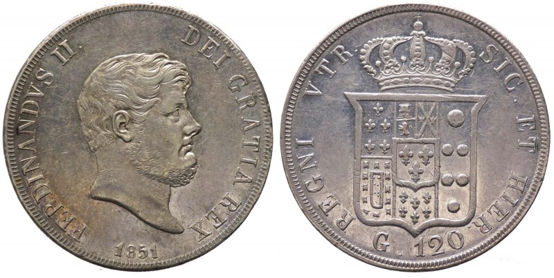 Regno Due Sicilie - Ferdinando II (1830-1859) Piastra da 120 Grana 1851 del 6°Ti...