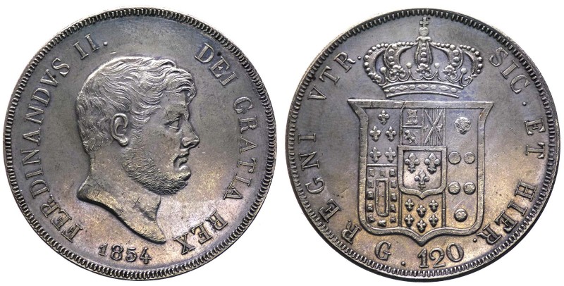 Regno Due Sicilie - Ferdinando II (1830-1859) Piastra da 120 Grana 1854 del 6°Ti...