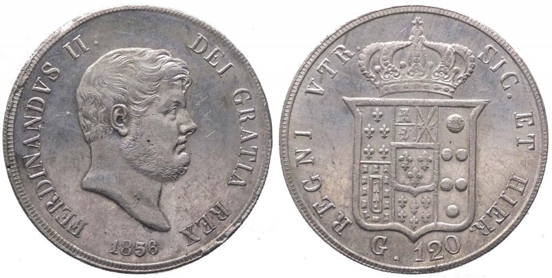 Regno Due Sicilie - Francesco II (1859-1860) Piastra da 120 Grana 1856 - Ag - Ot...