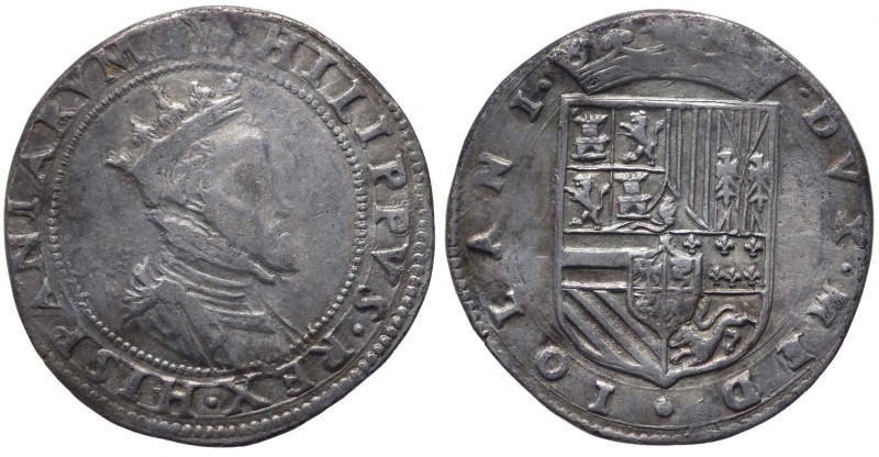 Milano - Filippo II (1556-1598) Mezzo Scudo - (NC) Non comune - Ag gr.15,60 
BB...