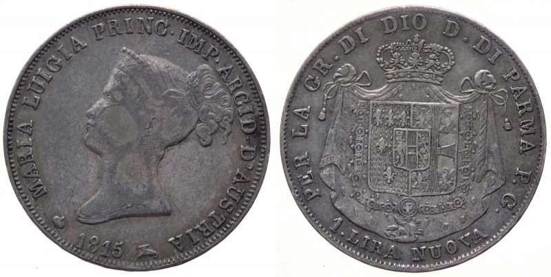 Parma - Maria Luigia (1815-1847) 1 Lira Nuova 1815 - (R) RARA - Ag - Patina d'ep...