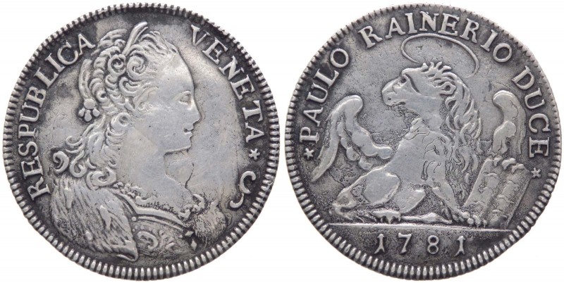 Venezia - Paolo Renier (1779-1789) 1/8 di Tallero per il Levante 1781 - Ag gr.3,...