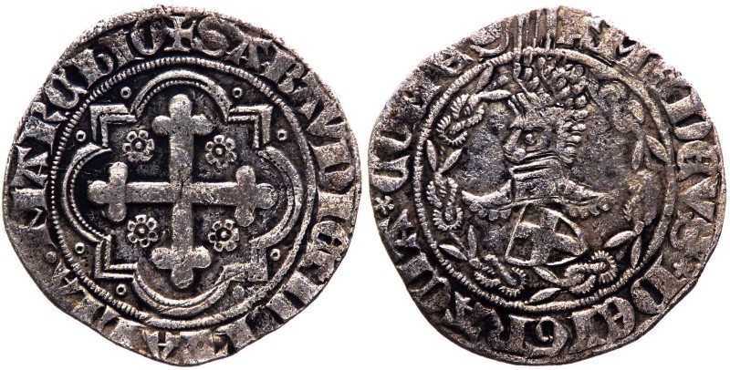 Amedeo VIII (1391-1416) Mezzo Grosso del 1°Tipo senza data - Mir.112 - (RR) MOLT...