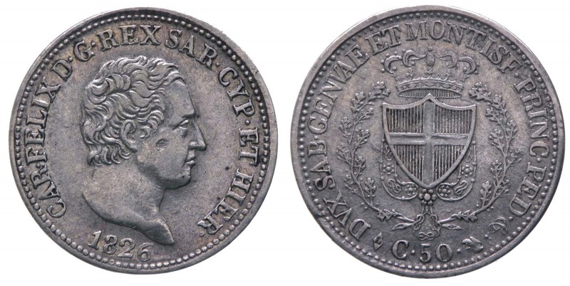 Carlo Felice (1821-1831) 50 Centesimi 1826 Torino - Ag
n.a.