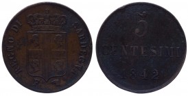 Carlo Alberto (1831-1849) 5 Centesimi 1842 Torino - (R) RARA - Cu
BB+