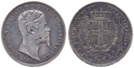 Vittorio Emanuele II (1849-1861) 1 Lira 1860 Milano - (NC) Non comune - Ag 
BB/SPL