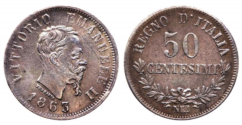 Vittorio Emanuele II (1861-1878) 50 Centesimi "Valore" 1863 Napoli - Ag
n.a.