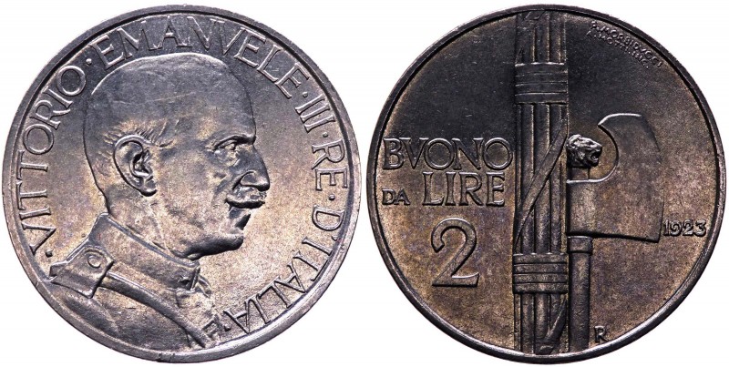 Vittorio Emanuele III (1900-1943) Buono da 2 Lire "Fascio" 1923 - Lustro
SPL/FD...