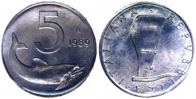 Monetazione in Lire (1946-2001) 5 Lire 1989 "Delfino" - Variante Timone Rovesciato 
FDC