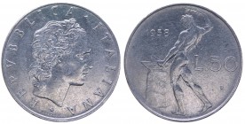 Monetazione in Lire (1946-2001) 50 Lire "Vulcano" 1958 - (R) RARA 
BB+
