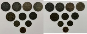 Lotto n.10 Monete Carlo Felice 1 -3 -5 Centesimi 1826 - Cu
med.BB