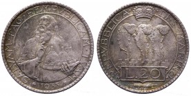 Vecchia Monetazione (1864-1938) 20 Lire 1933 - Ag - Conservazione eccezionale - Patina 
FDC
