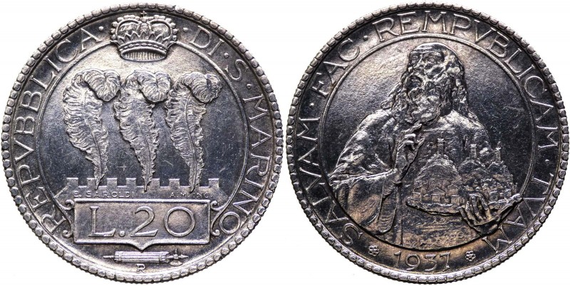 Vecchia Monetazione (1864-1938) 20 Lire 1937 - (R) RARA - Tiratura 2500 esemplar...