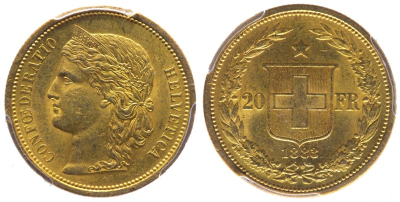 Svizzera - 20 Franchi 1883 - Au - SLAB PCGS AU58
n.a.