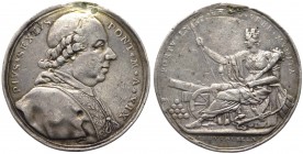 Pio VI (1775-1799) Medaglia Anno XIX (1793) - Fortificazioni a Civitavecchia - (RR) MOLTO RARA - Bartolotti E793 - Colpi - Ag gr.23,60 Ø mm39 
n.a.