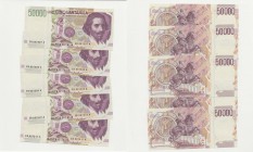 Lotto n.5 banconote consecutive 50mila lire Bernini
FDS