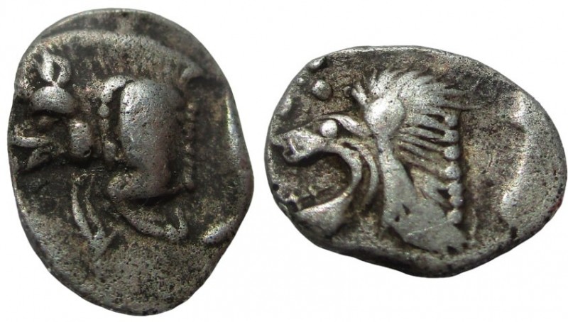 Obol AR
Mysia, Kyzikos. c. 450-400 BC. AR Hemiobol, Forepart of boar left; to r...