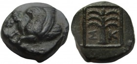 Bronze Æ
Troas. Skepsis c. 400-300 BC. Pegasos Forepart Rhyton / Palm Σ -K, Bronze Æ. Very fine.
8 mm, 1,29 g
