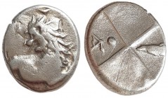 Hemidrachm AR>br>Thrace. Chersonesos, 386-338 BC, Chersonesos (Sevastopol, Ukraine) mint, lion forepart right, head turned back left / reverse quadrip...