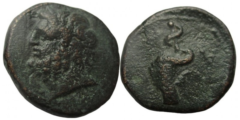 Bronze Æ
Mysia. Pergamon, Mid-late 2nd century BC, Laureate head of Asklepios l...