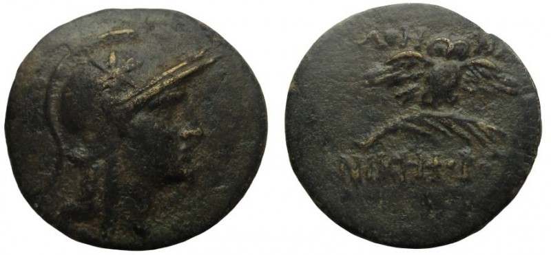 Bronze Æ
Pergamon, c. 200-133 BC, Head of Athena right, wearing helmet decorate...
