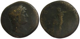 Sestertius Æ
Hadrian (117-138), Rome, HADRIANVS AVGVSTVS, Laureate bust right, with slight drapery / COS III, S - C, Neptune, with foot set upon prow...