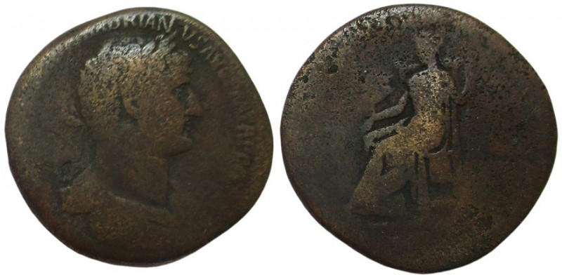 Sestertius Æ
Hadrian (117-138), Rome, Laureate bust right, with slight drapery ...