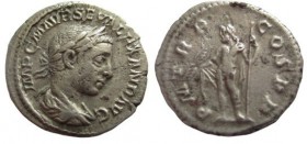Denarius AR
Severus Alexander (AD 222-235) Rome, IMP C M AVR SEV ALEXAND AVG, laureate, draped and cuirassed bust right / P M TR P COS P P, Jupiter s...