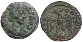 Bronze Æ
Troas. Alexandreia. Pseudo-autonomous issue. Time of Gallienus, circa AD 253-268, Turreted and draped bust of Tyche right, vexillum behind /...