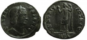 Follis Æ
Galeria Valeria (293-311), Struck AD 309-310. Heraclea, GAL VALERIA AVG, pearl-diademed and draped bust right / VENERI VICTRICI, Venus stand...