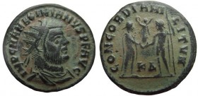 Follis Æ
Maximianus Herculius (286-305), Laureate bust right, Genius standing left, Cyzicos
24 mm, 5,26 g