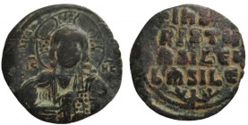 Follis Æ
Anonymous (attributed to Constantine VIII). AD 1025-1028, Anonymous class A3. Constantinople mint, struck c. 1020-1030 or later. +ЄMMA-NOVHΛ...