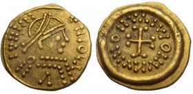 Tremissis AU
Lombards, Tuscany. Uncertain king, c. 620-700, Pseudo-Imperial coinage. IVIIIIII VIIIOVΛ Diademed and mantled bust to right. Rev. ΛIVIOI...
