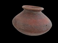 Colima, 200 B.C.-400 A.D., grey clay with red coat and black painting, height 16 cm, ø 12,5 cm