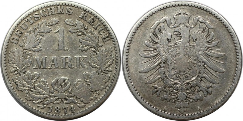 Deutsche Münzen und Medaillen ab 1871, REICHSKLEINMÜNZEN. 1 Mark 1874 A, Silber....