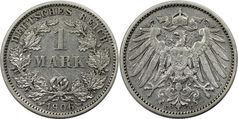 Deutsche Münzen und Medaillen ab 1871, REICHSKLEINMÜNZEN. 1 Mark 1906 E, Silber....