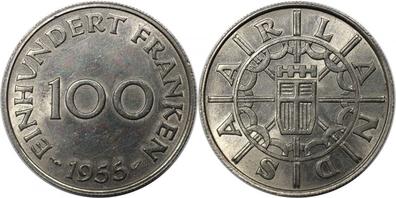 Deutsche Münzen und Medaillen ab 1871, DEUTSCHE NEBENGEBIETE. Saarland. 100 Fran...