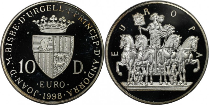 Europäische Münzen und Medaillen, Andorra. Europa. 10 Diners 1998, Silber. KM 15...